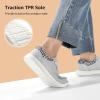 imageSTQ Womens Lace up LoafersOrthopedic Comfotable Ultralight Boat Casual Shoes with Arth SupportLight Grey