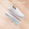 imageSTQ Womens Wide Toe Box Barefoot Shoes Knit Casual Slip on Shoes for SummerVanilla White