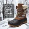 imageSTQ Womens Winter Duck Boots Waterproof Cold Weather Snow BootsTaupe Stripe