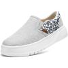 imageSTQ Womens Platform Sneakers Slip On Shoes Comfortable Business Casual Fall LoafersGrey Leopard