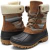 imageSTQ Womens Winter Duck Boots Waterproof Cold Weather Snow BootsTaupe Stripe