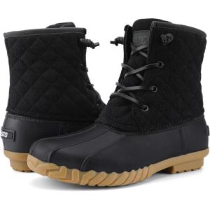 imageSTQ Duck Boots for Women Waterproof Winter Boots Quilted Snow BootsAll Black