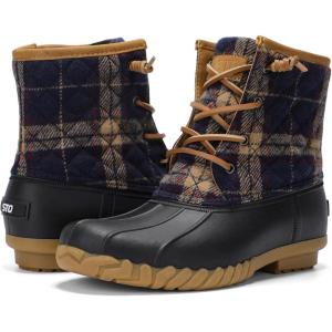 imageSTQ Duck Boots for Women Waterproof Winter Boots Quilted Snow BootsAntique Navy Plaid