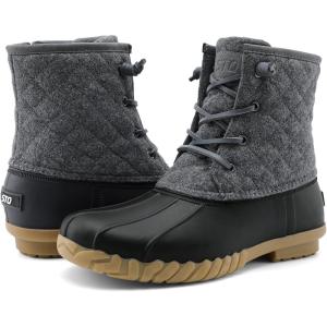 imageSTQ Duck Boots for Women Waterproof Winter Boots Quilted Snow BootsDark Grey