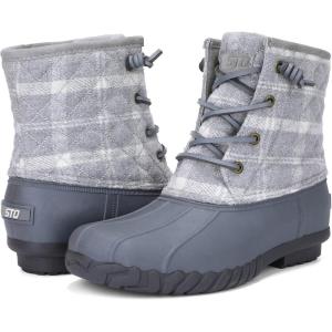 imageSTQ Duck Boots for Women Waterproof Winter Boots Quilted Snow BootsGrey Plaid