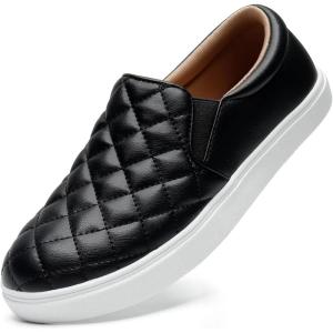 imageSTQ Loafers for Women Memory Foam Slip On Sneakers EleeS Quilted 10 Comfort Fall ShoesBlack
