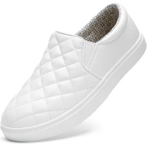 imageSTQ Loafers for Women Memory Foam Slip On Sneakers EleeS Quilted 10 Comfort Fall ShoesWhite Floral