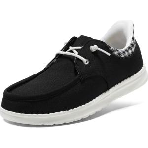 imageSTQ Slip On Women Boat ShoesOrthopedic Plantar Fasciitis Relief Ultralight Arch Support SneakersBlack White