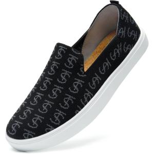 imageSTQ Slip on Shoes for Women Breathable Fashion Sneakers Comfortable Knit Casual ShoesBlack Logo