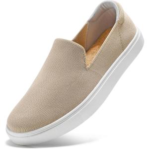 imageSTQ Slip on Shoes for Women Breathable Fashion Sneakers Comfortable Knit Casual ShoesSand