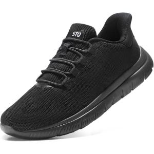 imageSTQ Slip on Sneakers Womens Walking Shoes Tennis Orthopedic Arch Support Non Resistant Lightweight Comfort Maternity Pregnant NurseAll Black