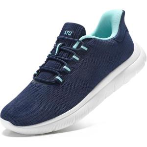 imageSTQ Slip on Sneakers Womens Walking Shoes Tennis Orthopedic Arch Support Non Resistant Lightweight Comfort Maternity Pregnant NurseNavy Teal
