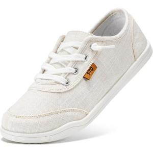 imageSTQ Women Slip On Shoeswith Orthopedic Insole Low Top Classic Fashion Canvas Sneakers  Plantar Fasciitis ShoesBeige