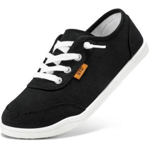 imageSTQ Women Slip On Shoeswith Orthopedic Insole Low Top Classic Fashion Canvas Sneakers  Plantar Fasciitis ShoesBlack White