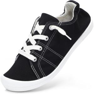 imageSTQ Women Slip On Sneakers Comfortable Casual Canvas ShoesBlack