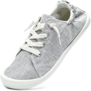 imageSTQ Women Slip On Sneakers Comfortable Casual Canvas ShoesIron Grey