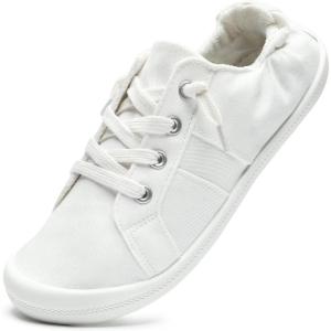 imageSTQ Women Slip On Sneakers Low Top Casual Canvas ShoesWhite