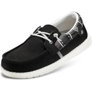 imageSTQ Womens Boat Shoes with Orthopedic Insole Slip On Business Casual Shoes for Plantar Fasciitis Lightweight LoafersBlack White Bohe