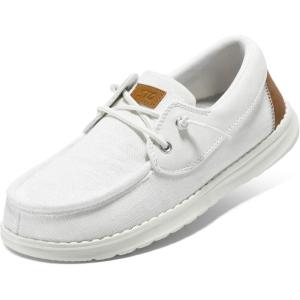 imageSTQ Womens Boat Shoes with Orthopedic Insole Slip On Business Casual Shoes for Plantar Fasciitis Lightweight LoafersCloud White