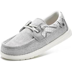 imageSTQ Womens Boat Shoes with Orthopedic Insole Slip On Business Casual Shoes for Plantar Fasciitis Lightweight LoafersGrey
