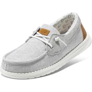 imageSTQ Womens Boat Shoes with Orthopedic Insole Slip On Business Casual Shoes for Plantar Fasciitis Lightweight LoafersIron Grey