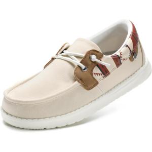 imageSTQ Womens Boat Shoes with Orthopedic Insole Slip On Business Casual Shoes for Plantar Fasciitis Lightweight LoafersOat Neal