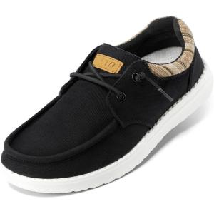 imageSTQ Womens Lace up LoafersOrthopedic Comfotable Ultralight Boat Casual Shoes with Arth SupportBlack