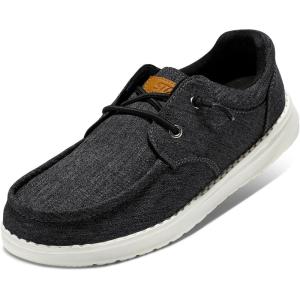 imageSTQ Womens Lace up LoafersOrthopedic Comfotable Ultralight Boat Casual Shoes with Arth SupportCharcoal Grey Black
