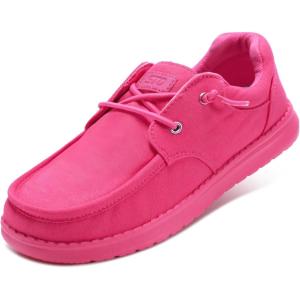 imageSTQ Womens Lace up LoafersOrthopedic Comfotable Ultralight Boat Casual Shoes with Arth SupportHot Pink