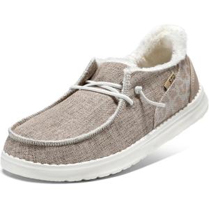 imageSTQ Womens LoafersOrthopedic Fur Lined Ultralight Boat Casual Shoes with Arth SupportTaupe