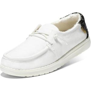 imageSTQ Womens Slip on Fur Lined LoafersOrthopedic Cozy Ultralight Boat Casual Shoes with Arth SupportCloud White