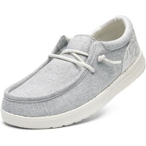 imageSTQ Womens Slip on LoafersOrthopedic Comfotable Ultralight Boat Casual Shoes with Arth SupportLight Grey