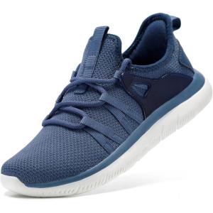 imageSTQ Womens Slip on Sneakers Breathable Tennis Arch Support Comfortable Walking Shoes Plantar Fasciitis Orthopedic Workout Gym Cross Training Athletic StandingLight Blue