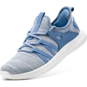 imageSTQ Womens Slip on Sneakers Breathable Tennis Arch Support Comfortable Walking Shoes Plantar Fasciitis Orthopedic Workout Gym Cross Training Athletic StandingMix Light Blue