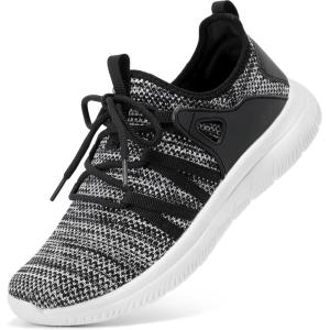 imageSTQ Womens Slip on Sneakers Breathable Tennis Arch Support Comfortable Walking Shoes Plantar Fasciitis Orthopedic Workout Gym Cross Training Athletic StandingMix Black