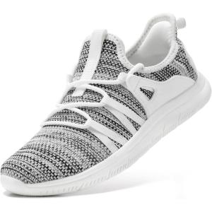 imageSTQ Womens Slip on Sneakers Breathable Tennis Arch Support Comfortable Walking Shoes Plantar Fasciitis Orthopedic Workout Gym Cross Training Athletic StandingMix White