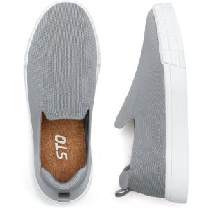 imageSTQ Womens Wide Toe Box Barefoot Shoes Knit Casual Slip on Shoes for SummerLight Grey
