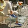 imageSTQ Slip On Mule Sneakers Slide on Canvas Shoes Casual Blackless Orthopedic Shoes with Arch Support Warm Wood Beige Size 6Denim Blue