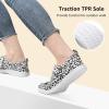 imageSTQ Slip on Sneakers for Women Casual Canvas Shoes Machine WashableBlack White Leopard