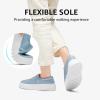imageSTQ Womens Platform Sneakers Slip On Business Casual Shoes Quilted Fall Loafers Comfortable LightweightDenim Blue
