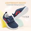imageToddler Wide Toe Box Barefoot Shoes Boys Girls Sneakers Kids Tennis Shoes Preschool Non Slip Lightweight Comfortable First Walking Shoes Running Outdoor ActivitiesNavy