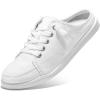 imageSTQ Slip On Mule Sneakers Slide on Canvas Shoes Casual Blackless Orthopedic Shoes with Arch Support Warm Wood Beige Size 6Vanilla White