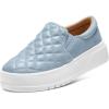 imageSTQ Womens Platform Sneakers Slip On Business Casual Shoes Quilted Fall Loafers Comfortable LightweightDenim Blue
