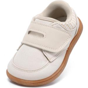 imageBaby Shoes Boys Girls Infant Toddler Sneakers Barefoot Wide Toe Box Walking NonSlip Lightweight Comfortable First Walking Tennis Outdoor ActivitiesBeige White