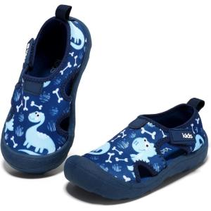 imageBoys Girls Water Shoes QuickDry Wide Toe Box Shoes Toddler Cute Beach Swim Pool ShoesToddlerLittle KidLight Blue Dinosaur