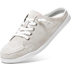 imageSTQ Slip On Mule Sneakers Slide on Canvas Shoes Casual Blackless Orthopedic Shoes with Arch Support Warm Wood Beige Size 6Warm Wood Beige