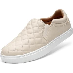 imageSTQ Slip On Shoes for Women Fashion Sneakers Elees Quilted 20 Comfort Casual Fall LoafersBeige