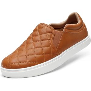 imageSTQ Slip On Shoes for Women Fashion Sneakers Elees Quilted 20 Comfort Casual Fall LoafersBrown