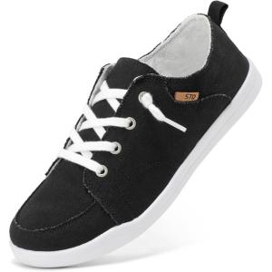 imageSTQ Slip on Sneakers for Women Casual Canvas Shoes Machine WashableBlack