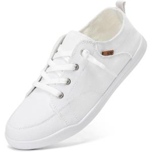 imageSTQ Slip on Sneakers for Women Casual Canvas Shoes Machine WashableWhite